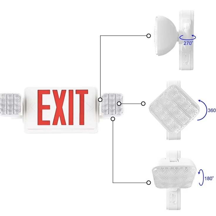 Emergency exit light Charging dual head Emergency lighting red and green indicator  Emergency exit light with battery