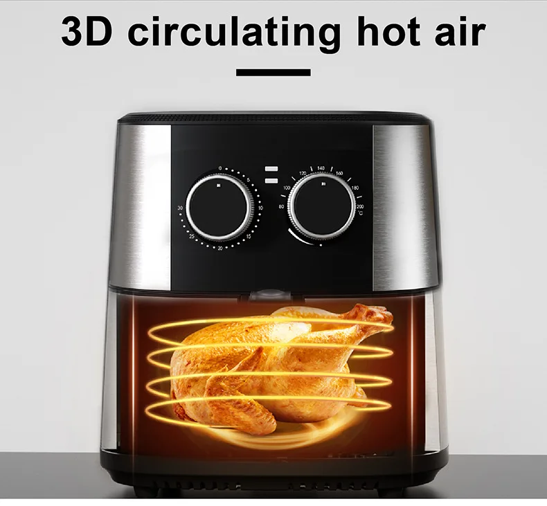 Digital Stainless Steel Silver Black French Fries Multi-Function 4 In 1 Healthy Large Capacity Air Flyer