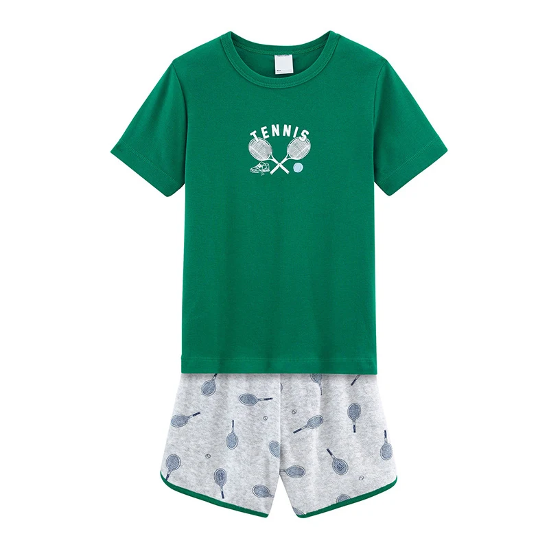 
Factory wholesale custom knitted short sleeve summer suits for boys and children fashion sports suits 