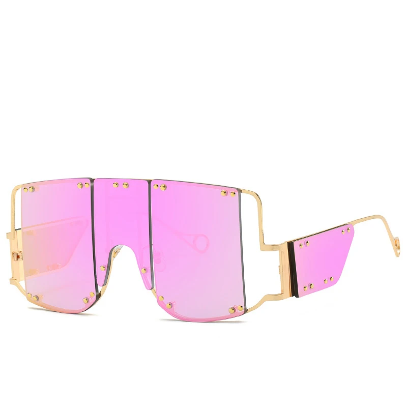 
2021 new arrivals metal nail shades irregular square lens sun glasses fashionable ladies UV400 Sunglasses 