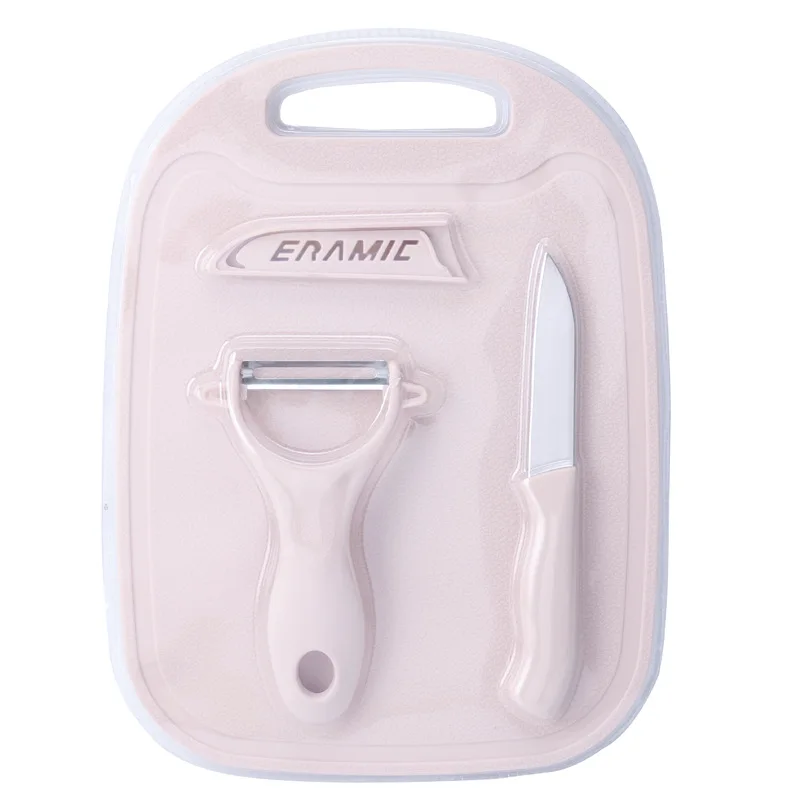 Wholesale hot sale knife set fruit knife anti-overflow cutting board multi-purpose peeler stainless steel knife three-piece set