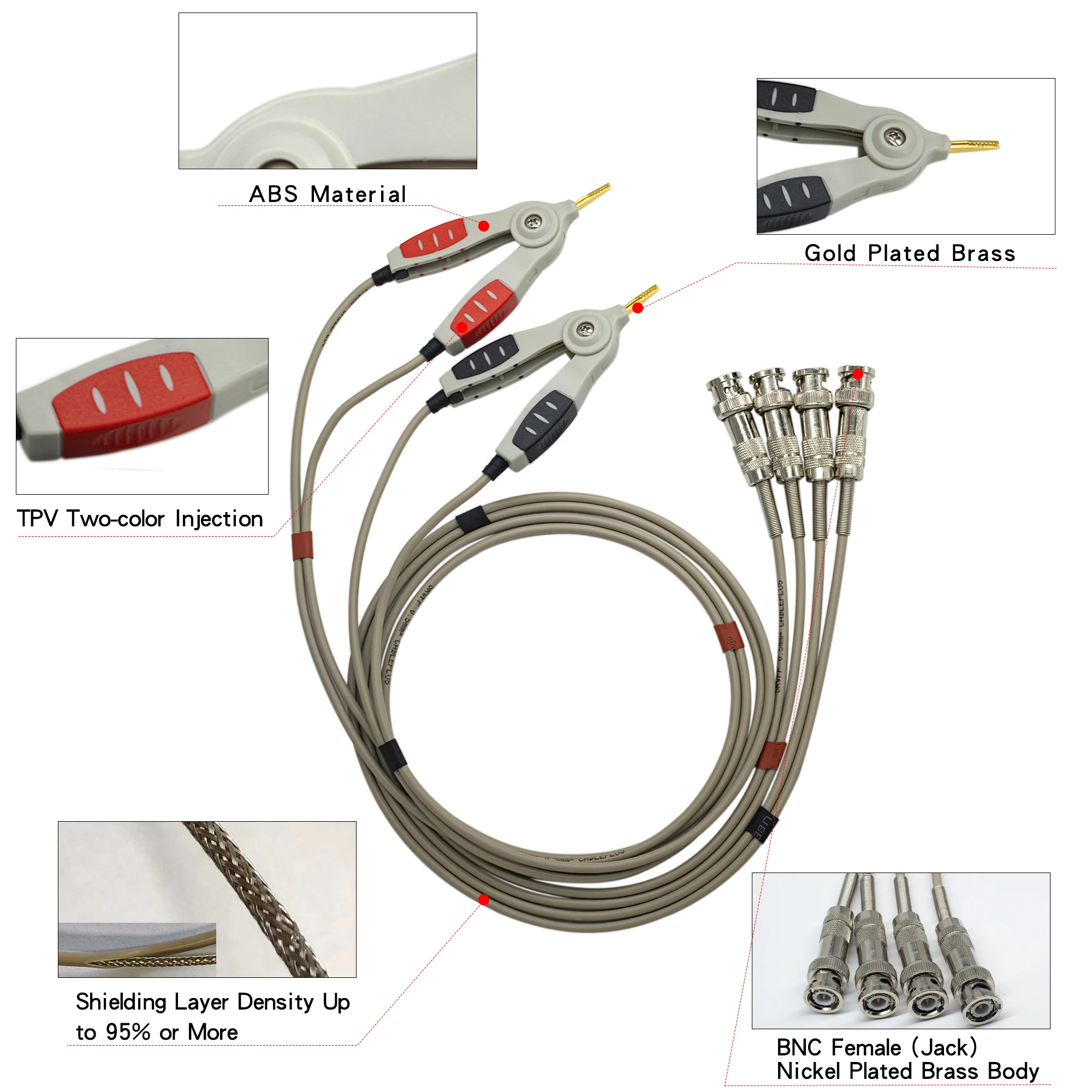 Kelvin Alligator Clip With 4 BNC Test Lead set for LCR Meter