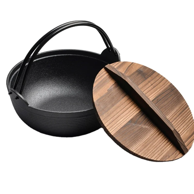 Amazon best seller big size preseasoned wooden cover cast iron wok for Electric Induction Gas Stoves