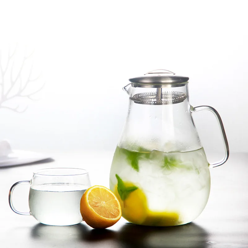 Hot sale 1900ml Creative glass juice pot Home filter glass cold water bottle