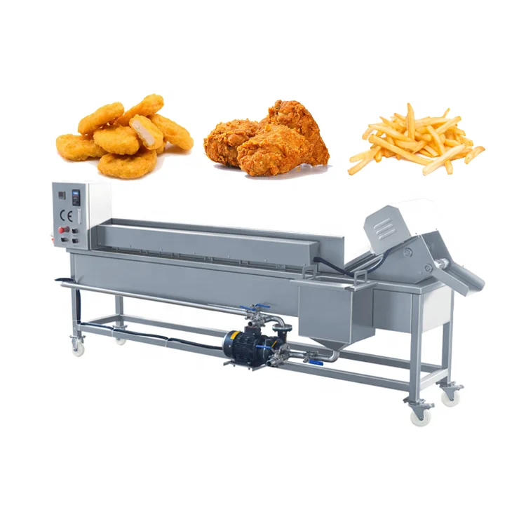 Small belt conveyor continuous frying machine potato chips frying production line doughnut continuous belt fryer