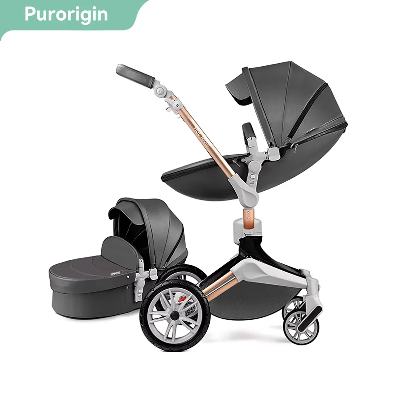 Purorigin Hot mom luxury egg shape high landscape  2 in 1travel system baby stroller carriage pram EN 1888 certification