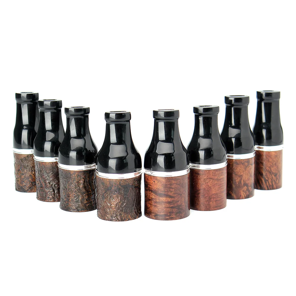 High Quality Briarwood Cigar Mouthpiece 40/44/48/52 Gauge Handmade Sand Blast Wood Cigar Holder Custom Logo Factory Directly