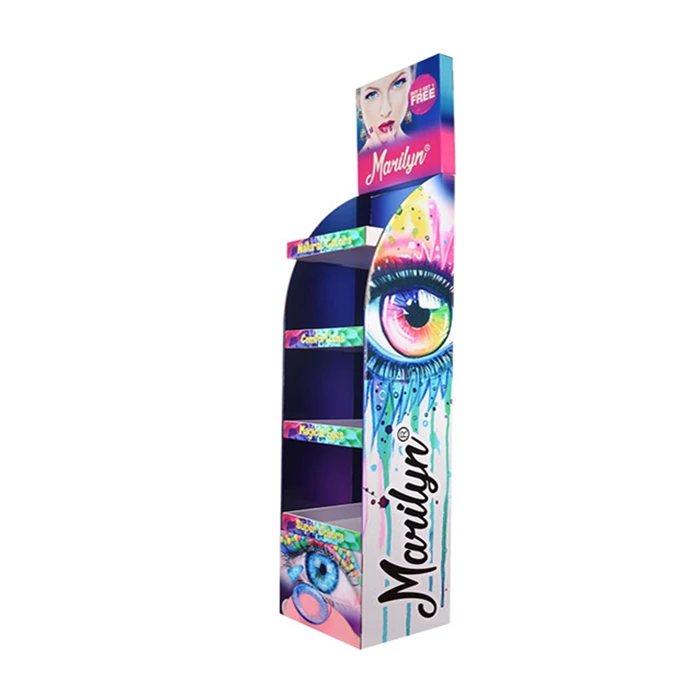 Best Selling cosmetic Paper Display Floor Corrugated Eyeliner And Mascara Stand