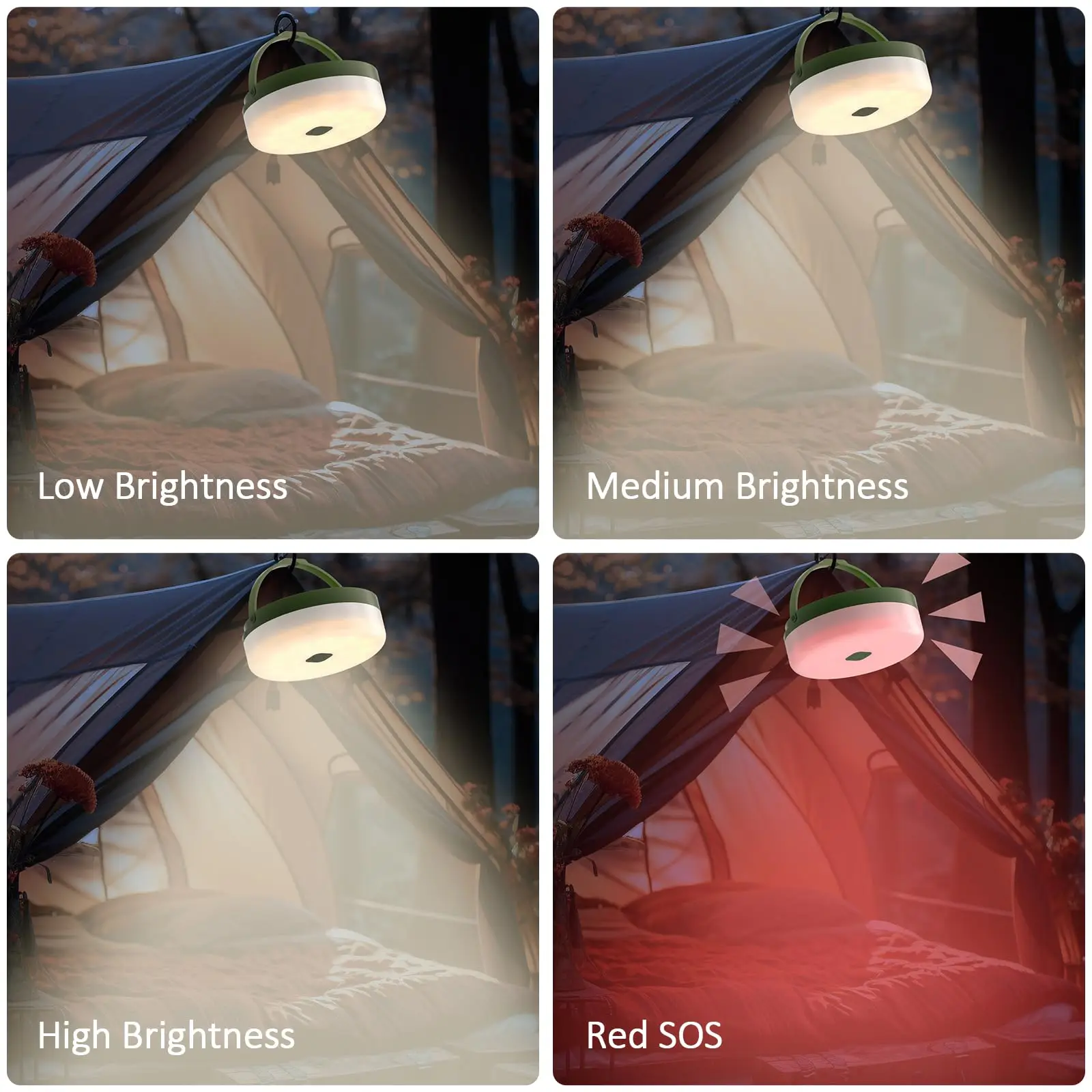 Emergency 4 in 1 rechargeable solar waterproof camping lamp string light SOS flash light power bank handle