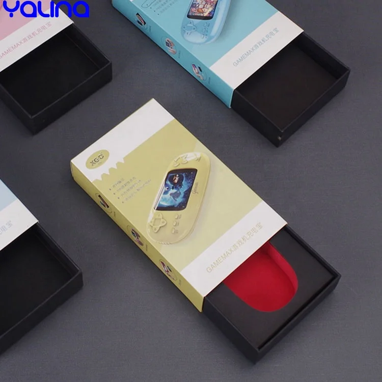 Custom mini gift box rigid cardboard printed logo drawer storage boxes power bank battery packaging box