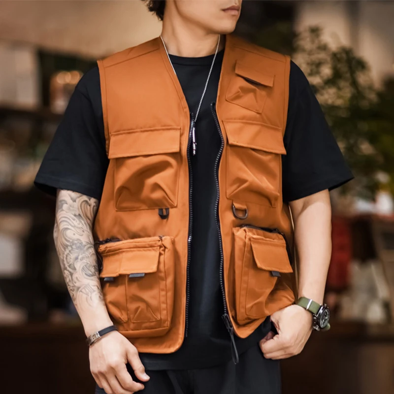 Custom Multi Pocket Functional Vest Summer Outdoor Mountain Light Waterproof Sleeveless Hiking Jacket Tactical Vest For Men
