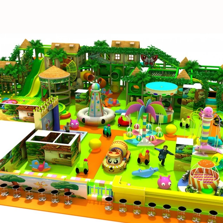 Interactive Indoor Commercial Athletic Playground Equipment for Kids Double Slide Park with Plastic Construction