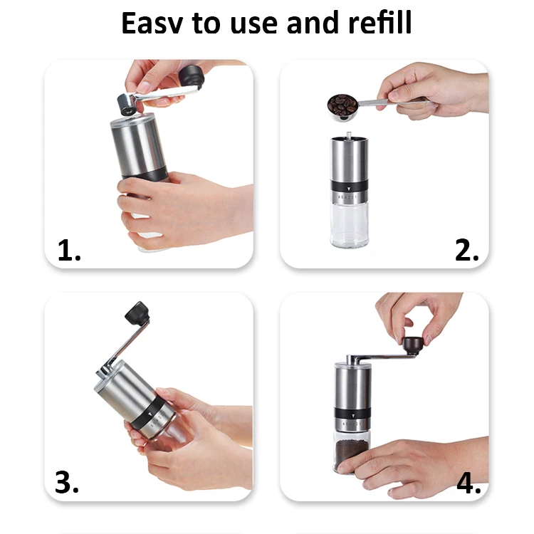 New design coffee accessories Barista tools Mini portable hand manual coffee grinder with 6 setting