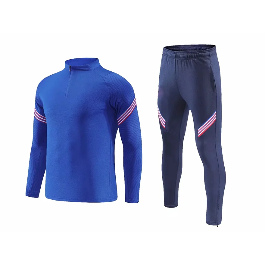 New Design Blank Soccer Club Training Tracksuit Fitted Sweatsuit Soccer Tracksuit Football Men Football Team Full Zip Suit