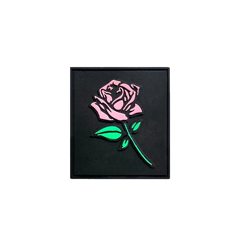 Pvc garment accessory collar 3D Flower Fabric rose badge nylon cosmetic bag applique for dresses embroidery patches