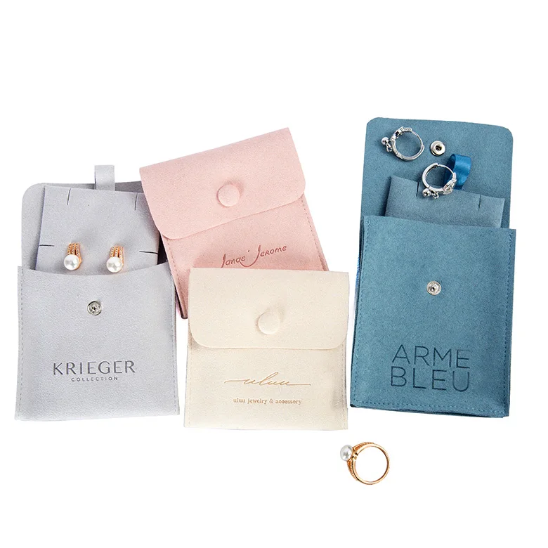 Customize velvet jewelry pouches bag for gift with button