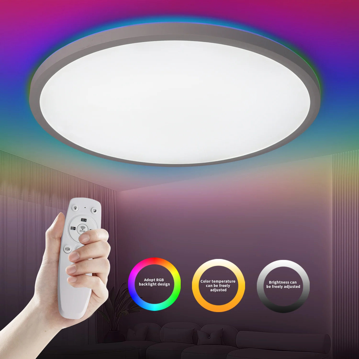Современный Диммируемый пульт дистанционного управления 24 Вт 36 48 RGB потолочные светильники для домашней кухни
