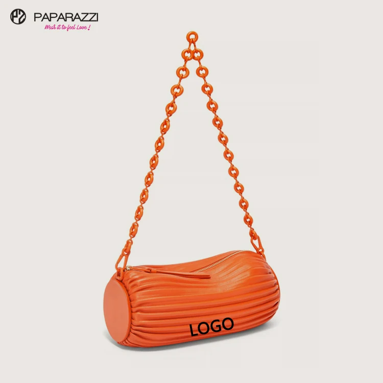 Paparazzi PA0352 Waterproof Wrinkle Cylinder ladi handbag 2023 PU Leather Single Shoulder Zipper Bucket Bag
