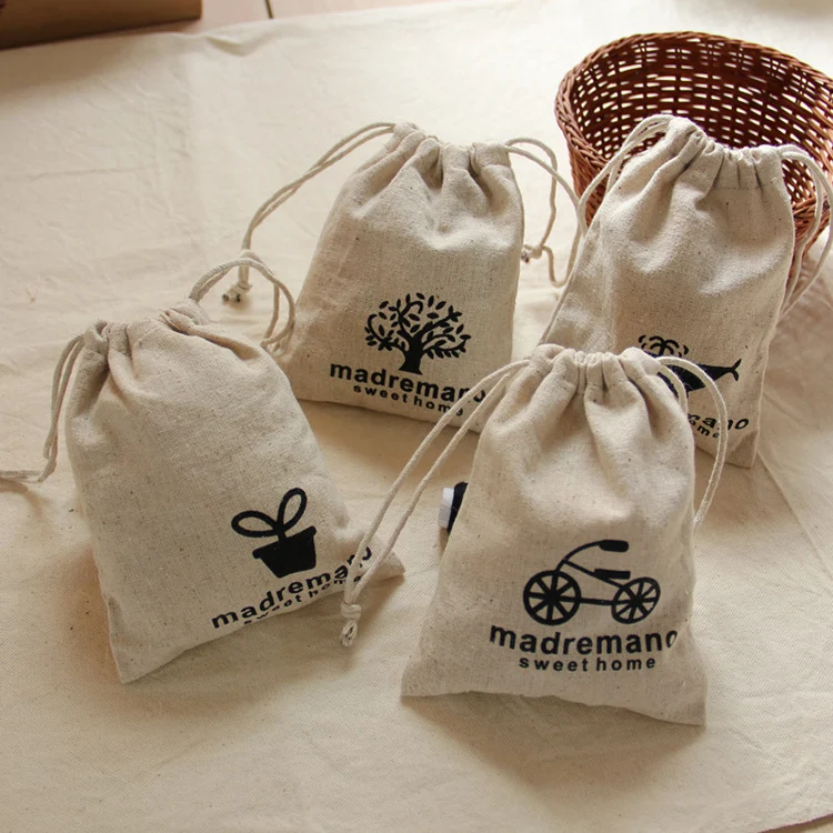 Regenerated Cotton Drawstring Bag Gift pouch Custom LOGO Printing Organic Cotton Bag Recycled Cotton Package