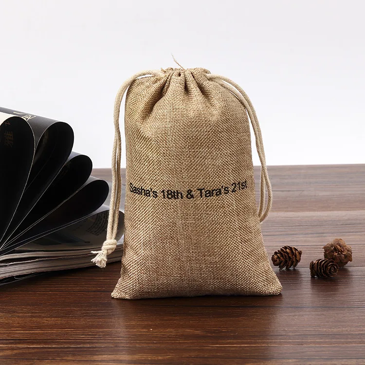 
Custom Eco-friendly Small/Medium/Big Linen pouch Packaging Hemp Gift bags Drawstring Bag 