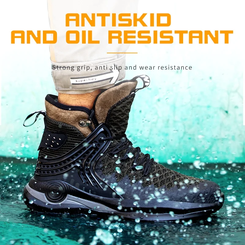 Steel Toe Shoes for Men Safety Work Shoes Indestructible Steel Toe Sneakers Puncture Proof Slip Resistant