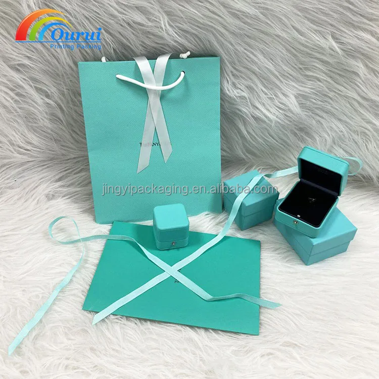 Universal logo mint blue Package Box Luxury brand Gift jewelry case With accessory certificates and bags