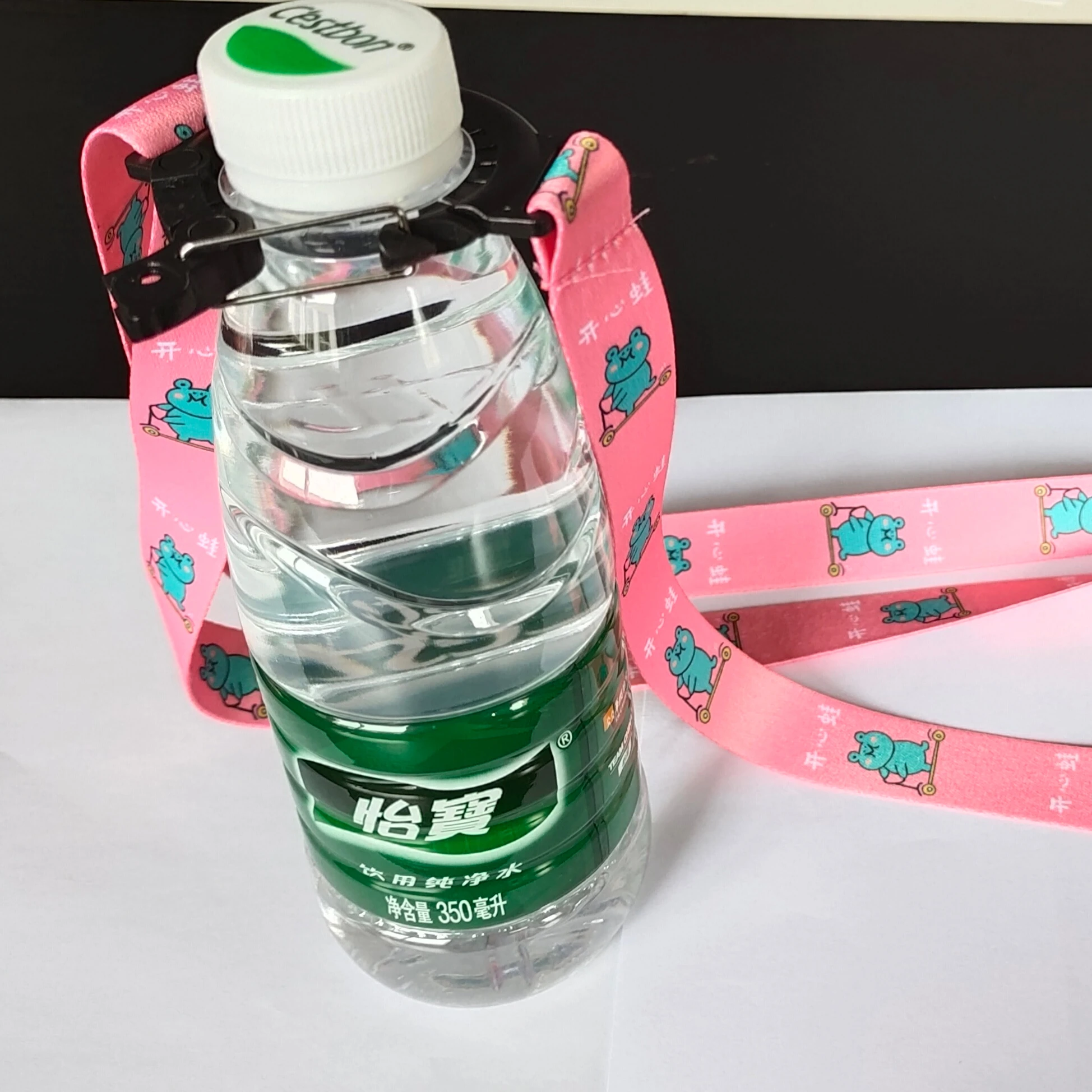 EXW price 2*140 cm  Dye sublimation polyester water bottle lanyard with silicone holder