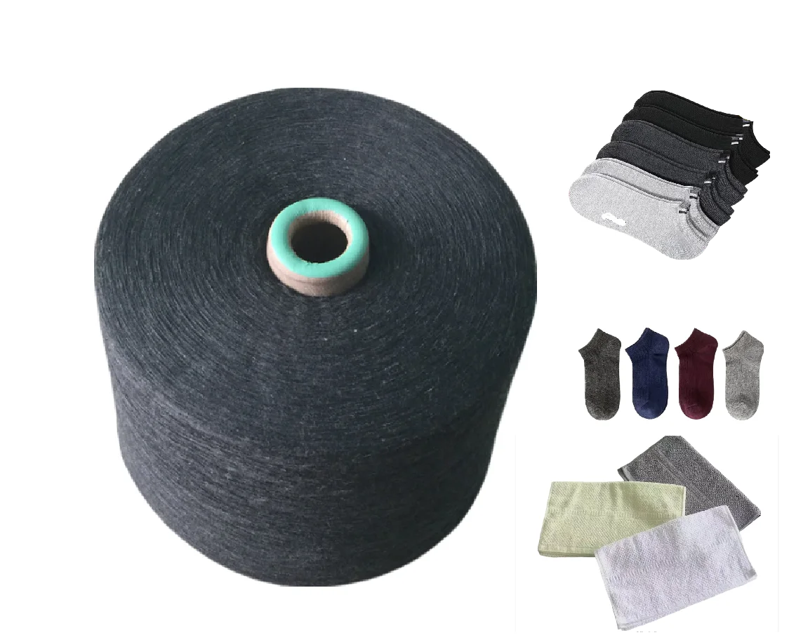 Wholesale Ne14/1 Ne16/1 Ne20/1 recycled oe Yarn For dark gray Socks Cotton Polyester Blended Yarn 55 45 For Socks Production