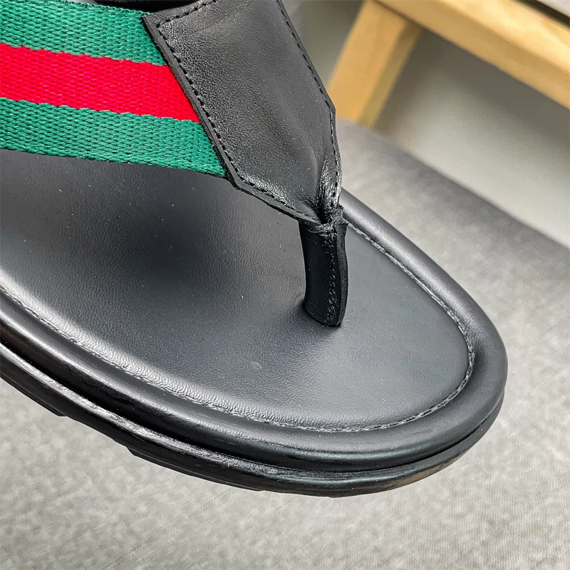 Light luxury Customized leather Outdoor Casual Thick Slippers Footwear Shoes Slides Beach Designer slippers for Men Women