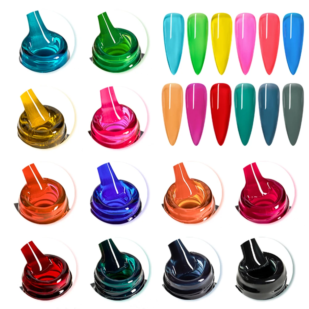 Private Label OEM Bottle 15ml Neon Glitter Soak Off Uv Gel Nail Polish Set Kit For Nail Salon and Beginner