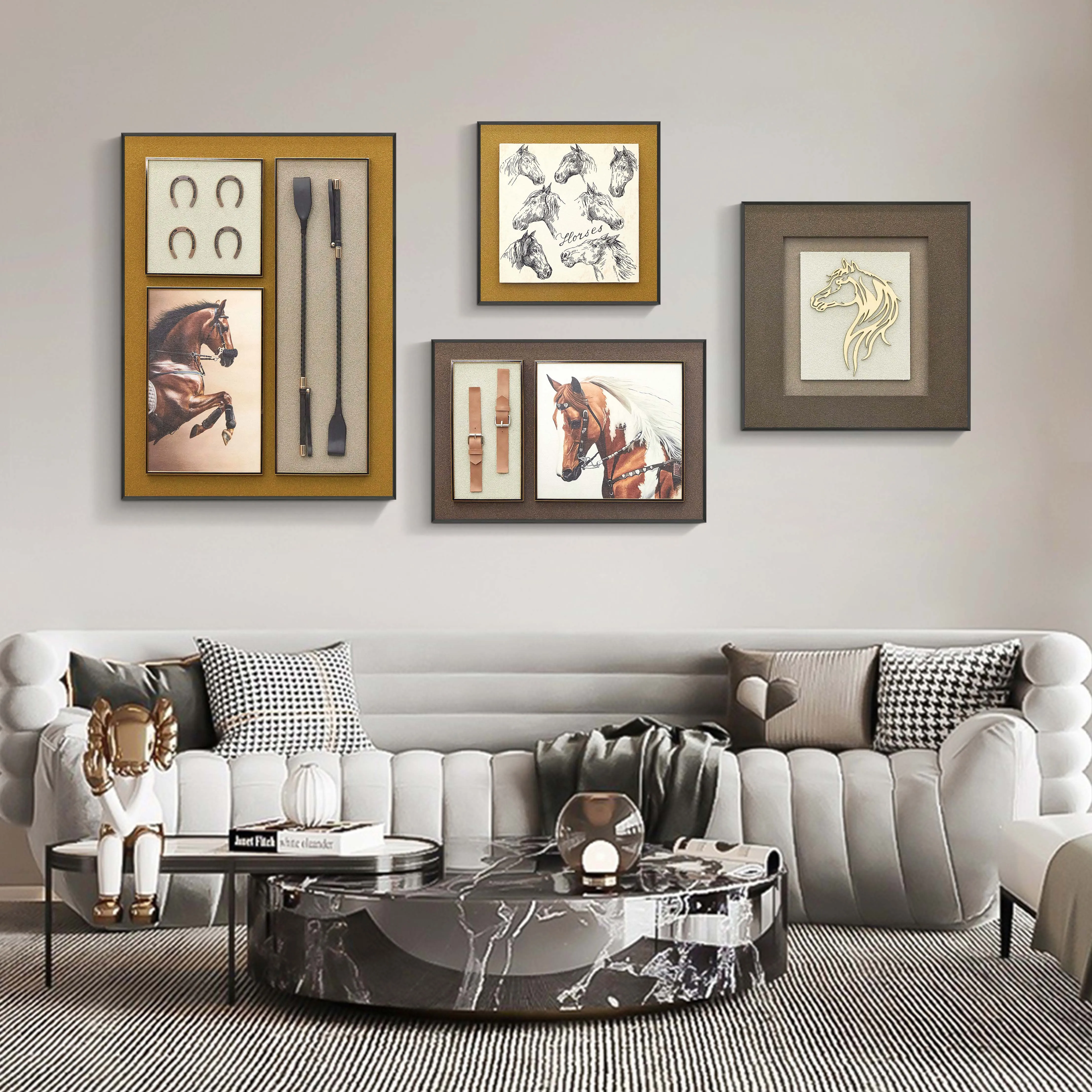 horse wall art decorative painting 3D mural painting wall decor for hotel home office club