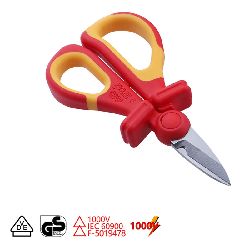 Professional 1000V VDE High Voltage Resistant Scissors Hand Tools Insulated Cable Scissors Electrician Scissors