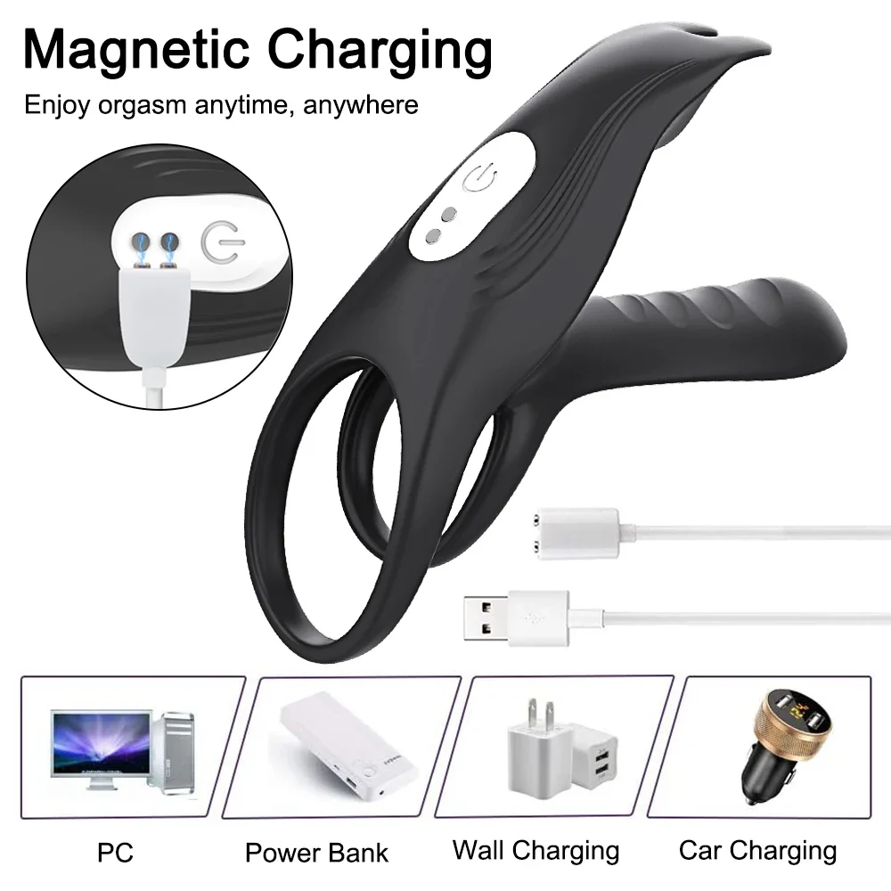 Couple Dual Use Entry Sperm Locking Ring Clitoral Stimulation Penis Cock Ring Adjustable For Man Delay Ejaculation