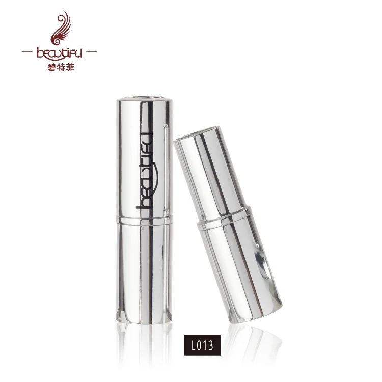 new trend 3.8g metal/aluminum shiny silver container luxury empty lipstick tube with embossed logo