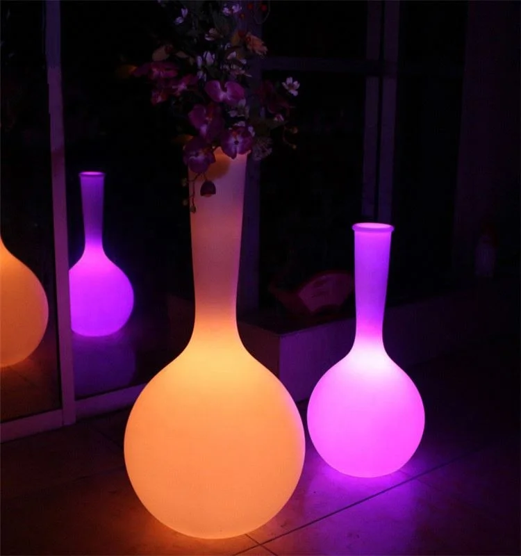 hot sale new product Modern design RGB flower pot colorful lighted led flower pot garden out door floor lamp