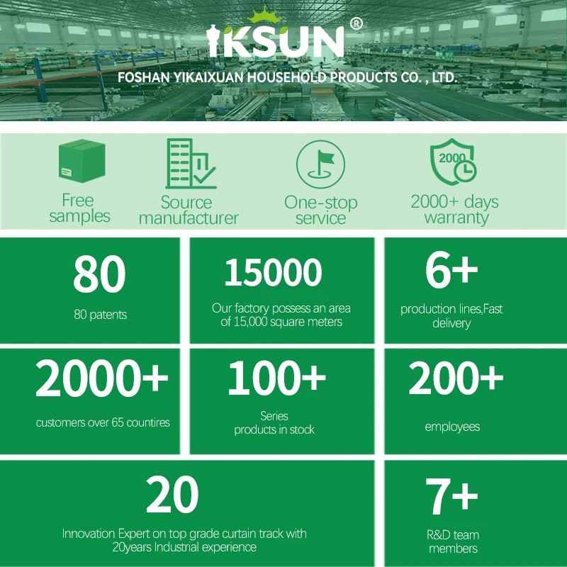 IKSUN New Design Aluminium Alloy Hooks Bracket Double Shower Curtain Rails for Window