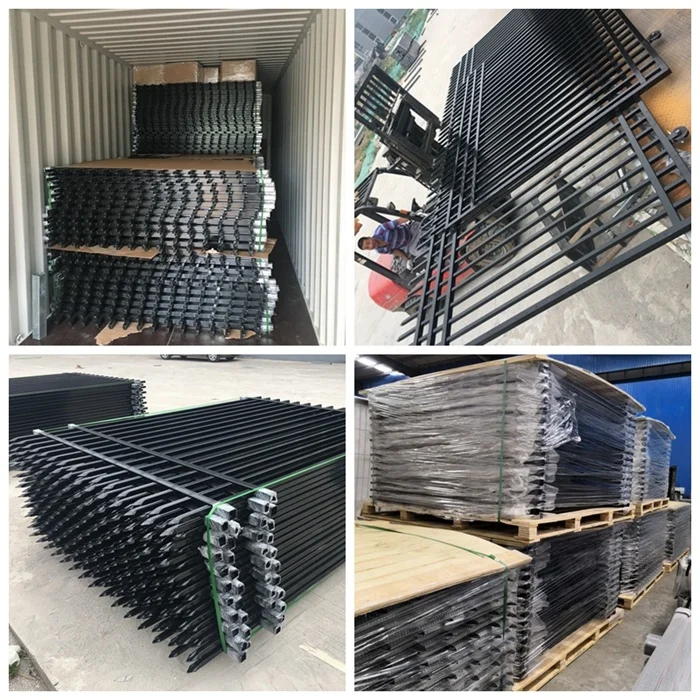 Wholesale 6ftx8ft garden black metal fences Powder Coated anti rust galvanized steel fence prices