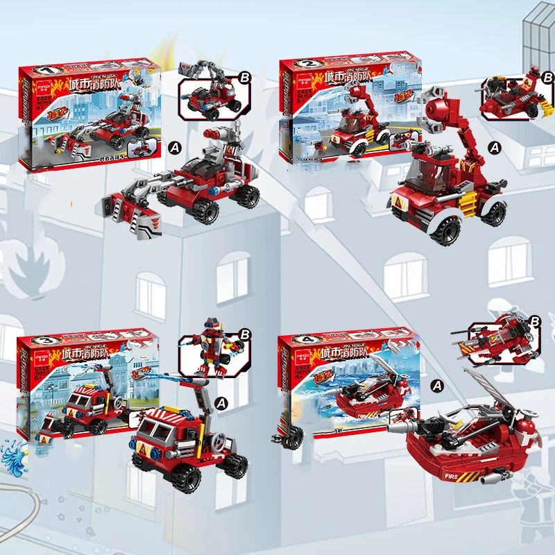 City Series Fire Truck 8 in 1 Building Blocks Toys with Small Figures DIY Assembly 805pcs Blocks Construction Toys for Kids
