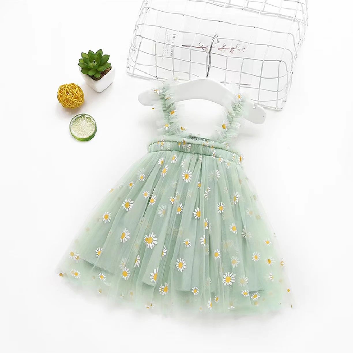 Green Horizon Bulk Wholesale Children Kids Clothing Korean Girls Beautiful Lace TUtu Dresses With Flower Pattern