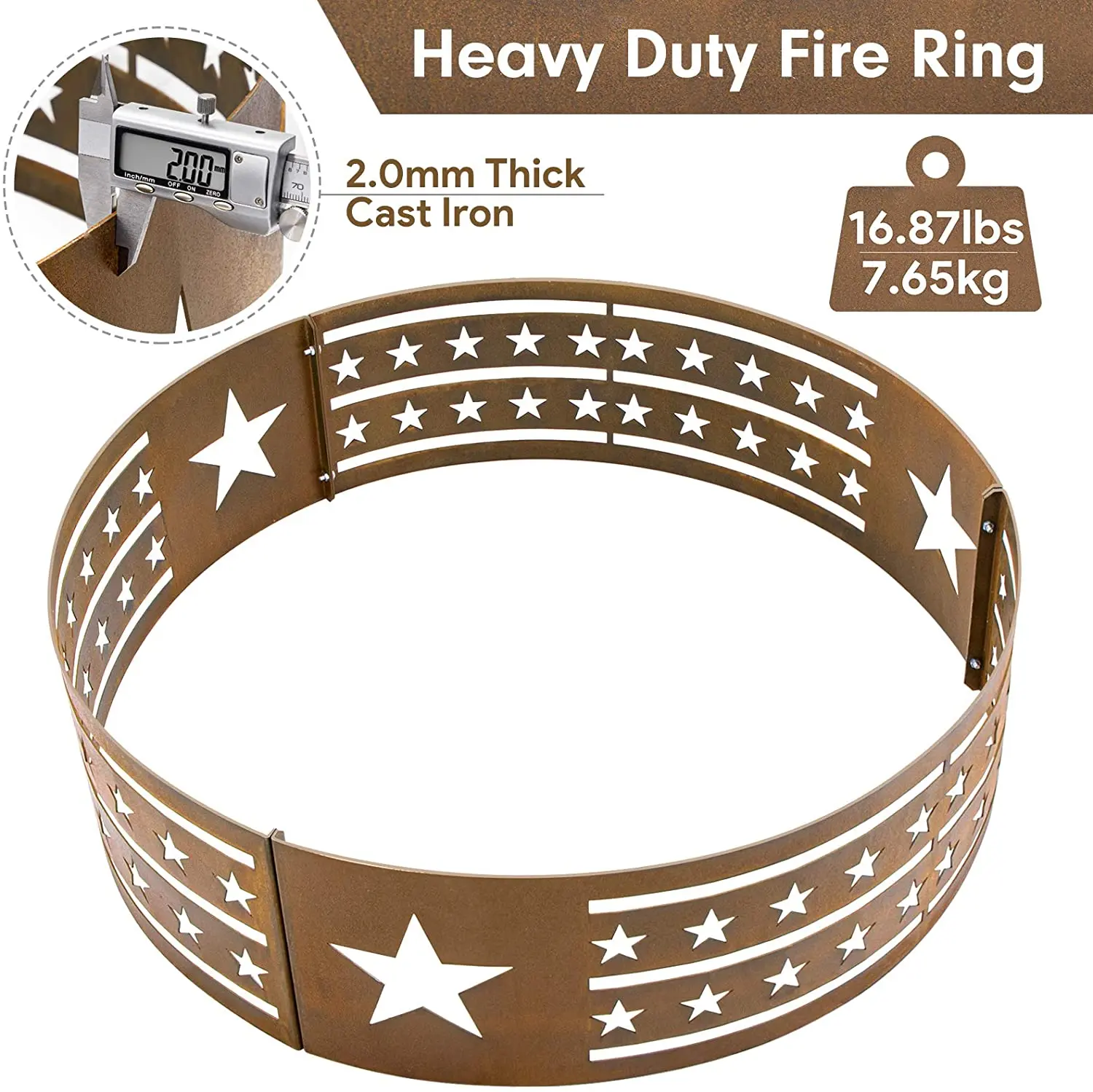 30-inch Fire Outdoor Pits Liner Camping  Portable Fire Wood Burning Heater Metal Fire Pit Ring