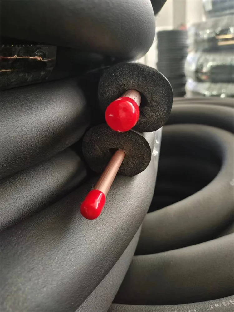 Black Rubber air conditioner copper pair coil 25FT 8 meter refrigeration line sets