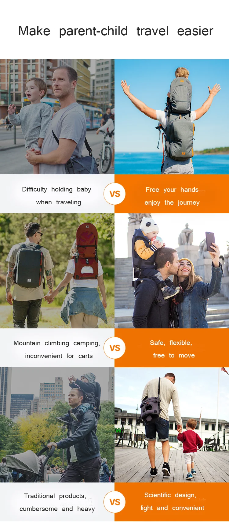 Foldable Shoulder Back Baby Carrier Hiking Portabebes Portabebes Senderismo Travel Baby Back Carrier Baby Hiking Carrier