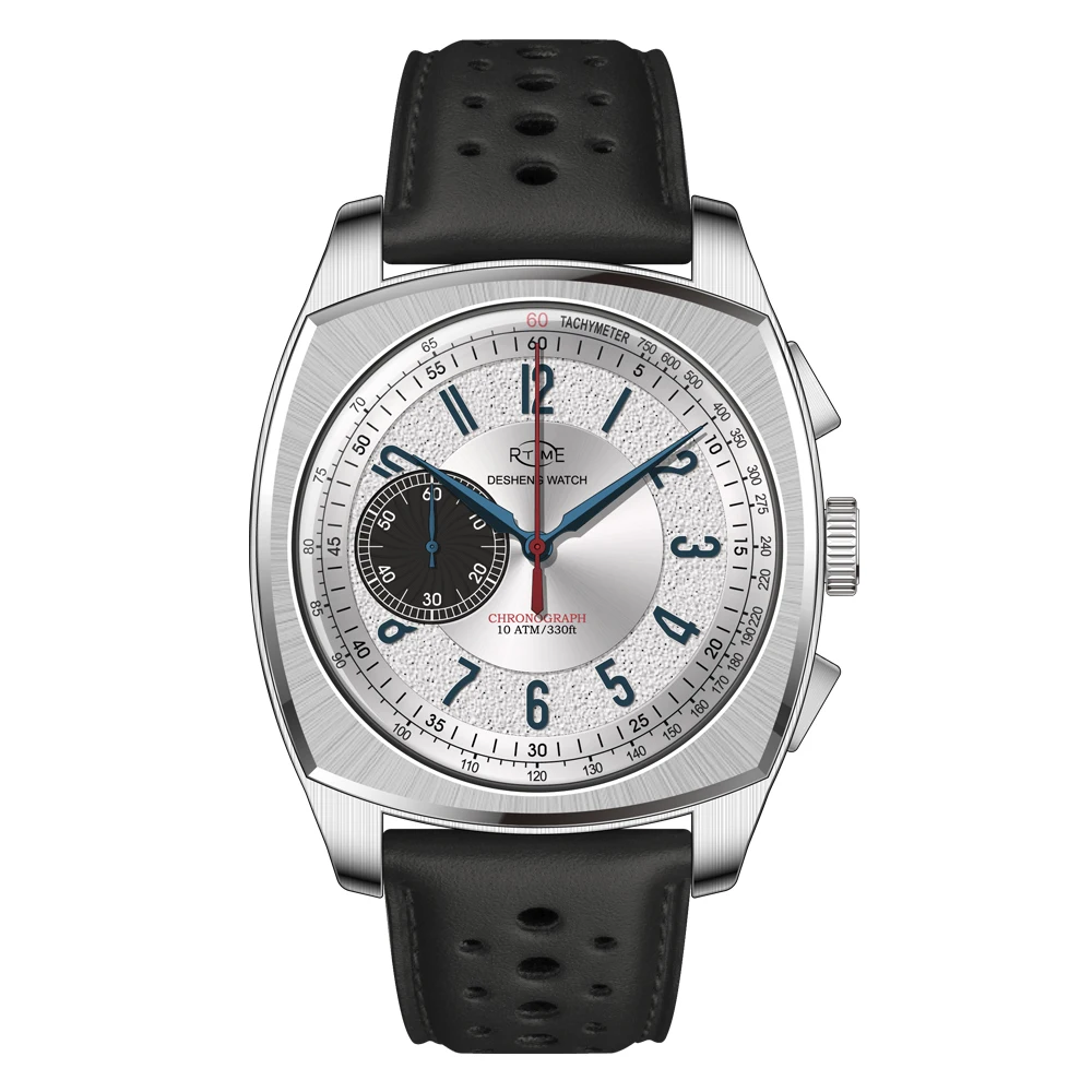 stainless steel chronograph men quartz leather strap men wrist watch