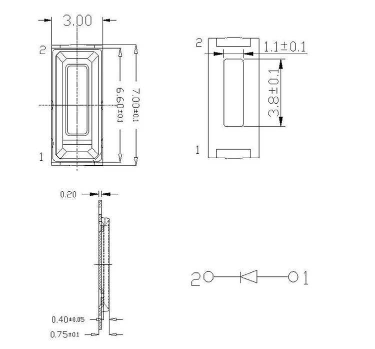 0.5W smd 7020 7030 led 55-60lm 6000-6500K for led tv backlight