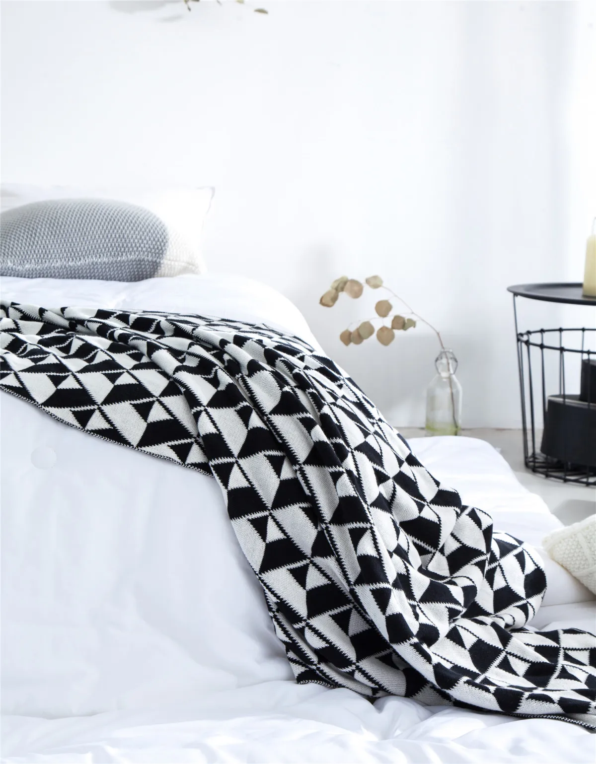 
Summer knit cool crochet knitted throw Baby Organic Cable Bamboo Blanket 