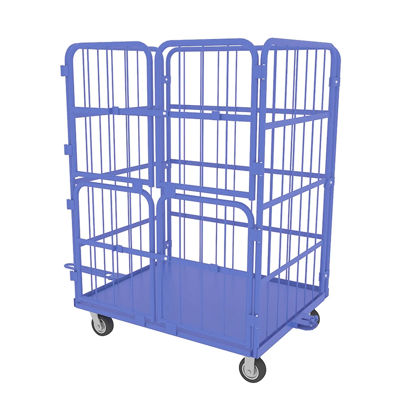 Material Handling Movable Container Transport Storage Steel Roll Cage Buggy With Wheels
