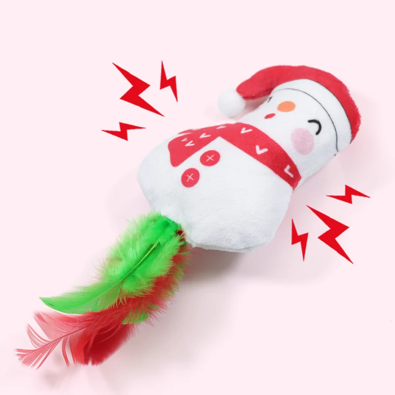 New Design Christmas Socks Catnip Plush Toy Cat Feather Toys Cat Toys For Indoor Cats