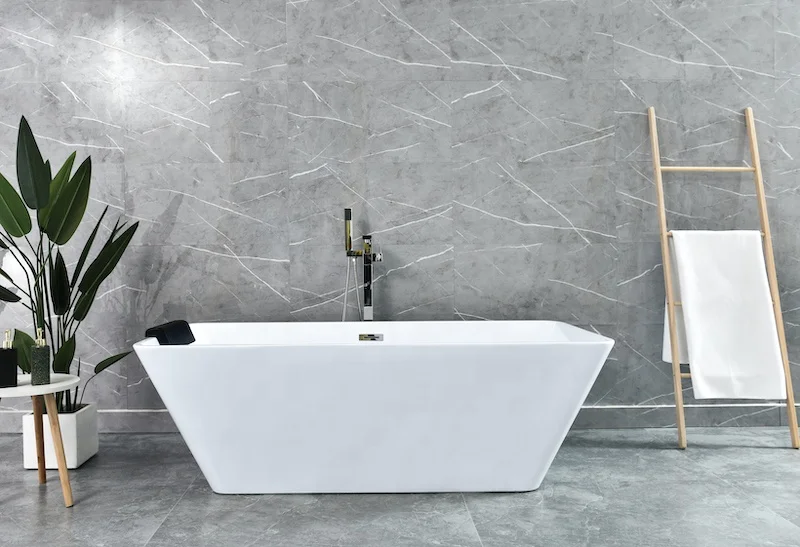 Solid Surface Bathtub Resin Stone Freestanding Bath Tub Hot Sale Matt Black Acrylic Air Massage Luxury Modern Bathtubt