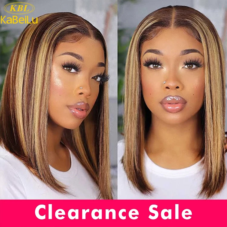 Luxury Highlight Brazilian Hair Short Bob Wig HD Lace Front Wigs Transparent Virgin Human Hair, Wholesale 13x4 13x6 24 Inch 5A