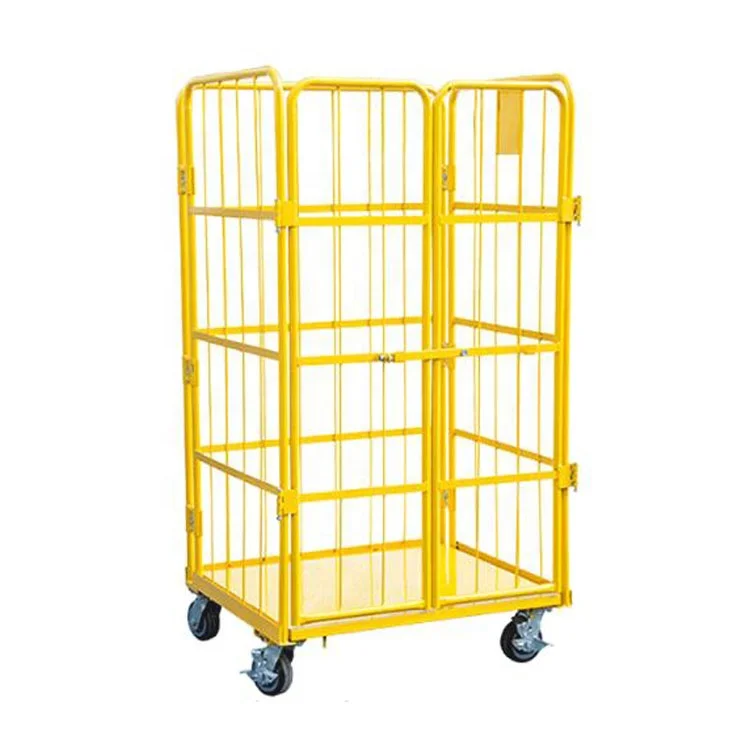 Customized Good sale heavy duty wire mesh roll container for Warehouse Folding Rolling Carts/Roll Cage